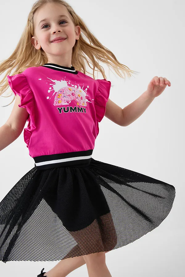 Юбка-легинсы трикотажные для девочек PLAYTODAY, черный - фото 2