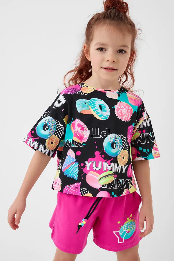 Шорты трикотажные для девочек, 2 шт в комплекте PLAYTODAY, черный,розовый - фото 2