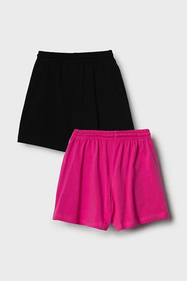 Шорты трикотажные для девочек, 2 шт в комплекте PLAYTODAY, черный,розовый - фото 2
