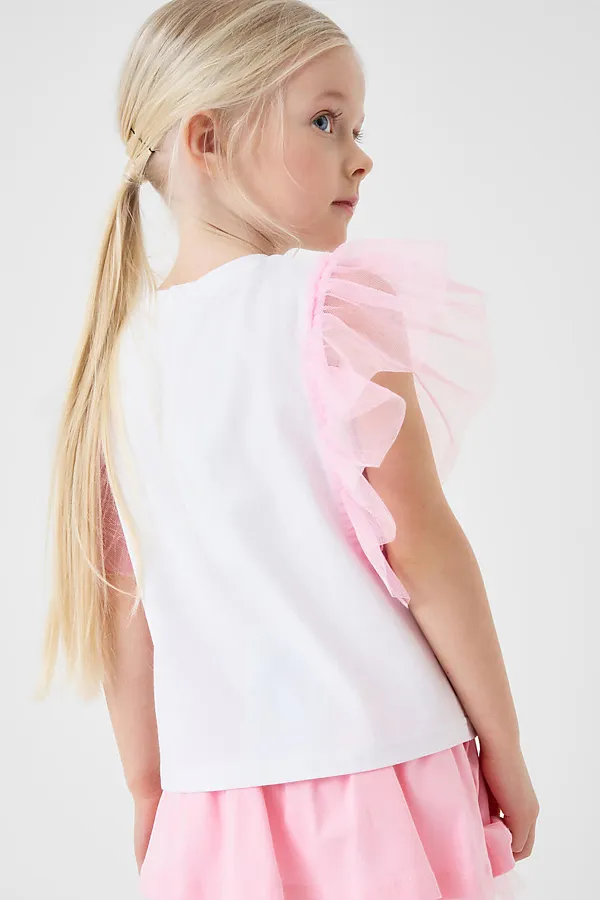 Джемпер трикотажный для девочек (футболка) PLAYTODAY, белый - фото 2