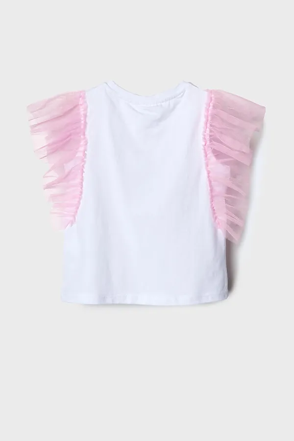 Джемпер трикотажный для девочек (футболка) PLAYTODAY, белый - фото 2