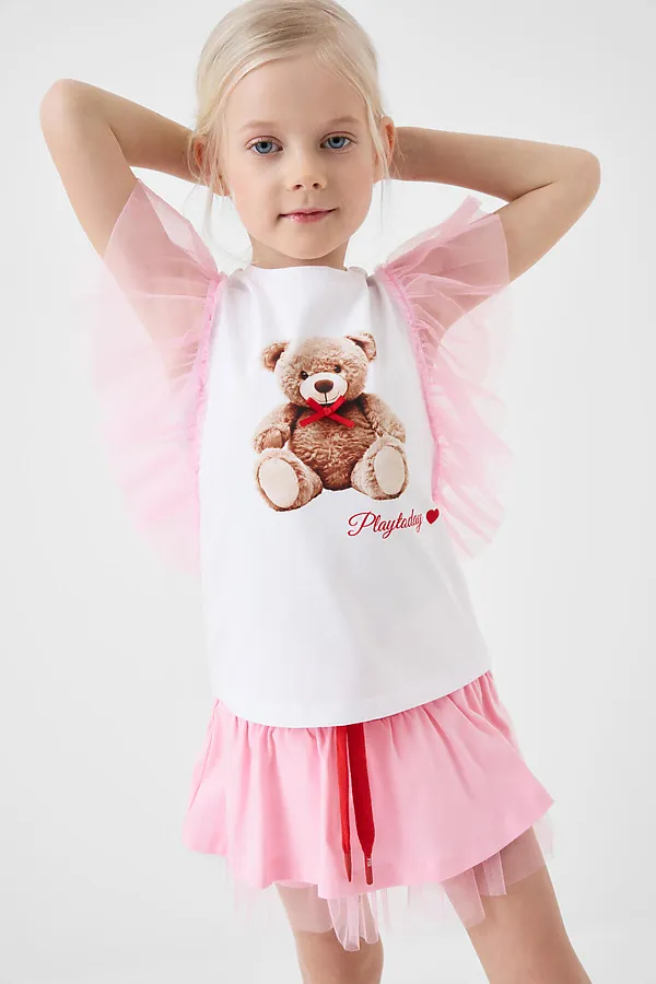 Юбка-шорты трикотажные для девочек PLAYTODAY, светло-розовый - фото 2