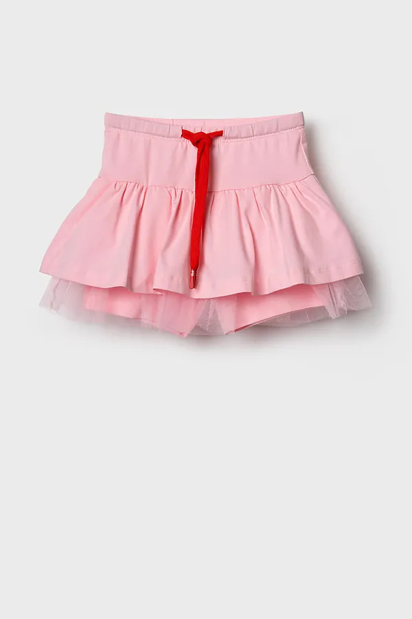 Юбка-шорты трикотажные для девочек PLAYTODAY, светло-розовый - фото 2