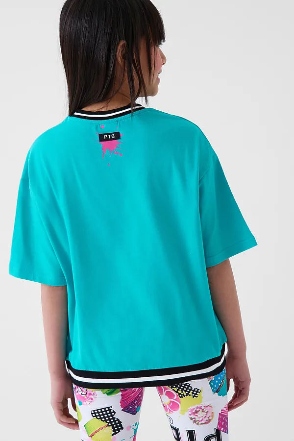 Джемпер трикотажный для девочек (футболка) PLAYTODAY, бирюзовый - фото 2