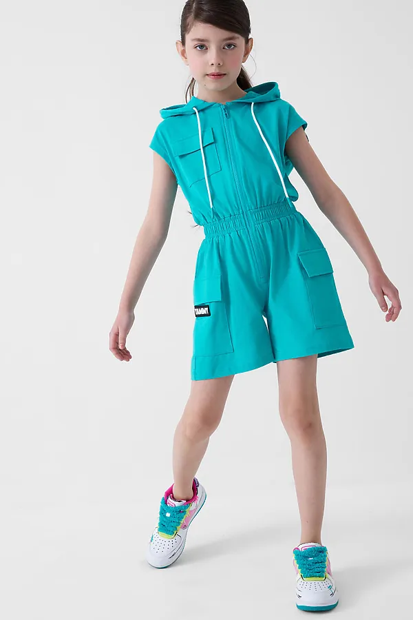 Комбинезон трикотажный для девочек PLAYTODAY, бирюзовый - фото 2