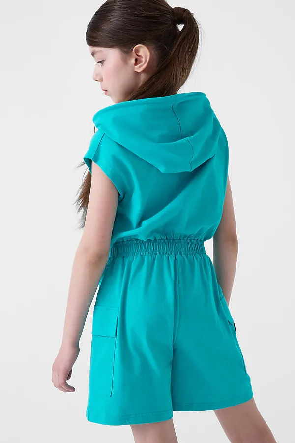 Комбинезон трикотажный для девочек PLAYTODAY, бирюзовый - фото 2