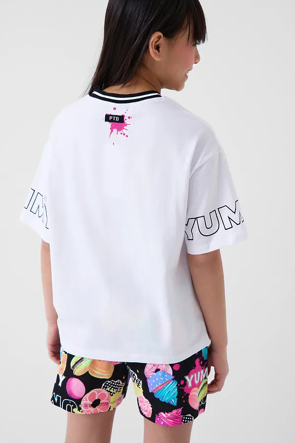 Комплект трикотажный для девочек: фуфайка (футболка), шорты PLAYTODAY, разноцветный - фото 2