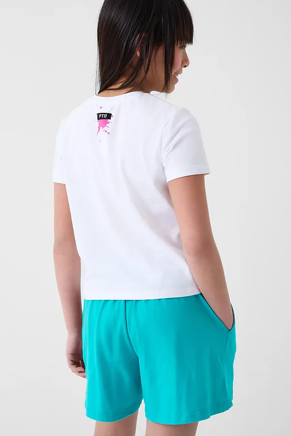 Комплект трикотажный для девочек: фуфайка (футболка), шорты PLAYTODAY, белый,бирюзовый - фото 2