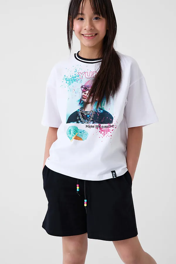 Шорты трикотажные для девочек, 2 шт в комплекте PLAYTODAY, черный,розовый - фото 2