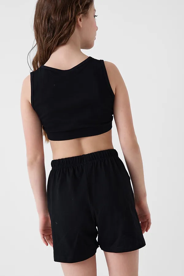 Комплект трикотажный для девочек: топ, шорты PLAYTODAY, черный - фото 2