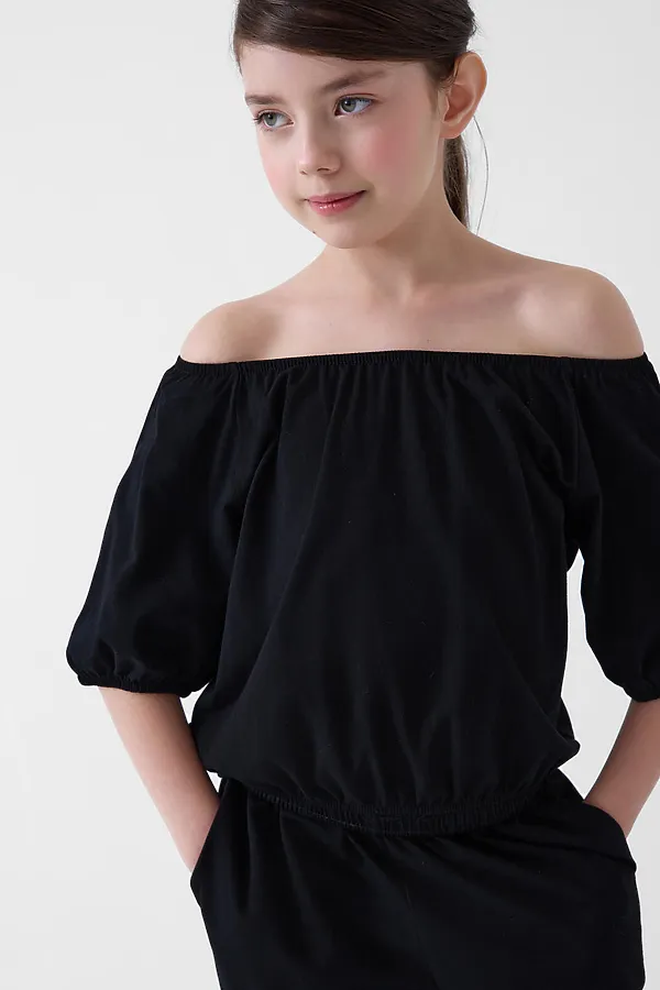 Комплект трикотажный для девочек: джемпер (футболка), брюки PLAYTODAY, черный - фото 2