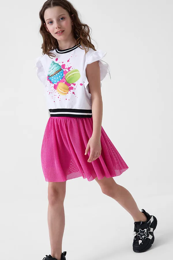 Юбка-легинсы трикотажные для девочек PLAYTODAY, розовый - фото 2