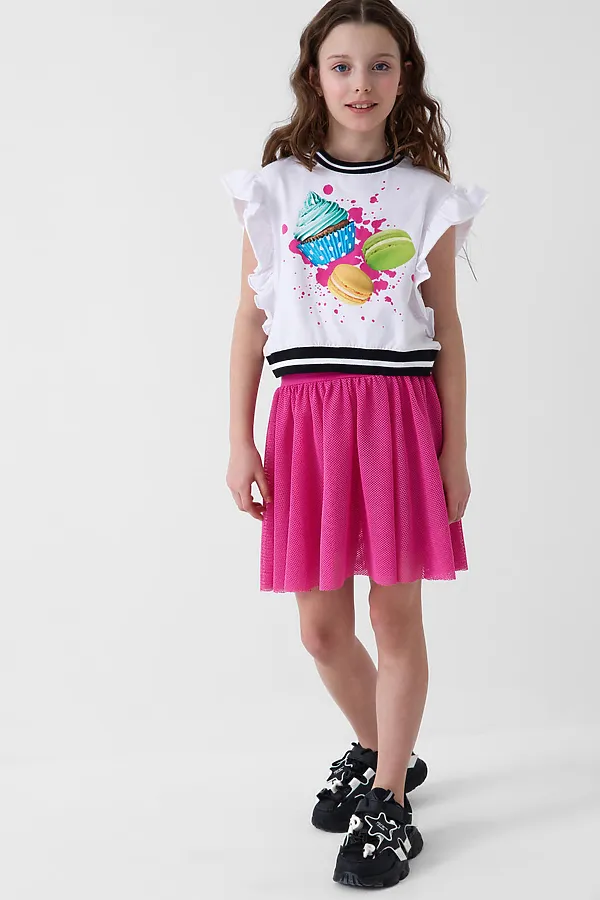 Юбка-легинсы трикотажные для девочек PLAYTODAY, розовый - фото 2