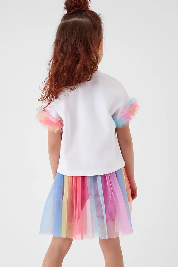 Комплект трикотажный для девочек: джемпер (футболка), юбка-шорты PLAYTODAY, разноцветный - фото 2