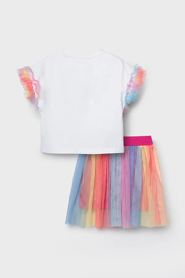 Комплект трикотажный для девочек: джемпер (футболка), юбка-шорты PLAYTODAY, разноцветный - фото 2
