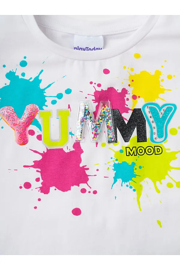 Комплект трикотажный для девочек: джемпер (футболка), юбка-шорты PLAYTODAY, разноцветный - фото 2