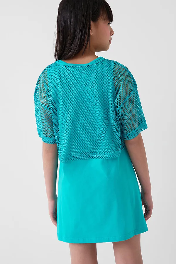 Комплект трикотажный для девочек: сарафан, фуфайка (футболка) PLAYTODAY, бирюзовый - фото 2