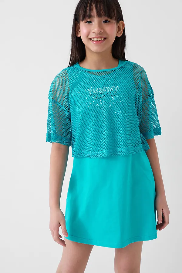 Комплект трикотажный для девочек: сарафан, фуфайка (футболка) PLAYTODAY, бирюзовый - фото 2
