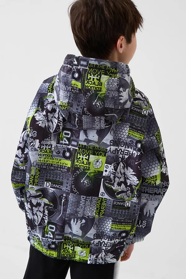 Куртка текстильная с полиуретановым покрытием для мальчиков (ветровка) PLAYTODAY, белый,светло-зеленый,черный - фото 2