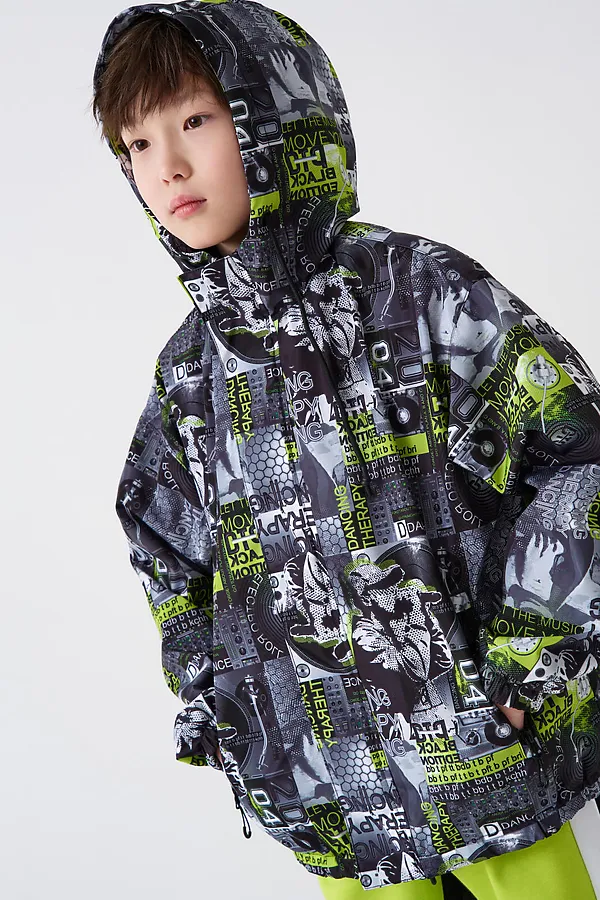Куртка текстильная с полиуретановым покрытием для мальчиков (ветровка) PLAYTODAY, белый,светло-зеленый,черный - фото 2