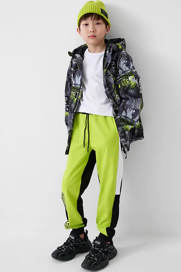 Куртка текстильная с полиуретановым покрытием для мальчиков (ветровка) PLAYTODAY, белый,светло-зеленый,черный - фото 2