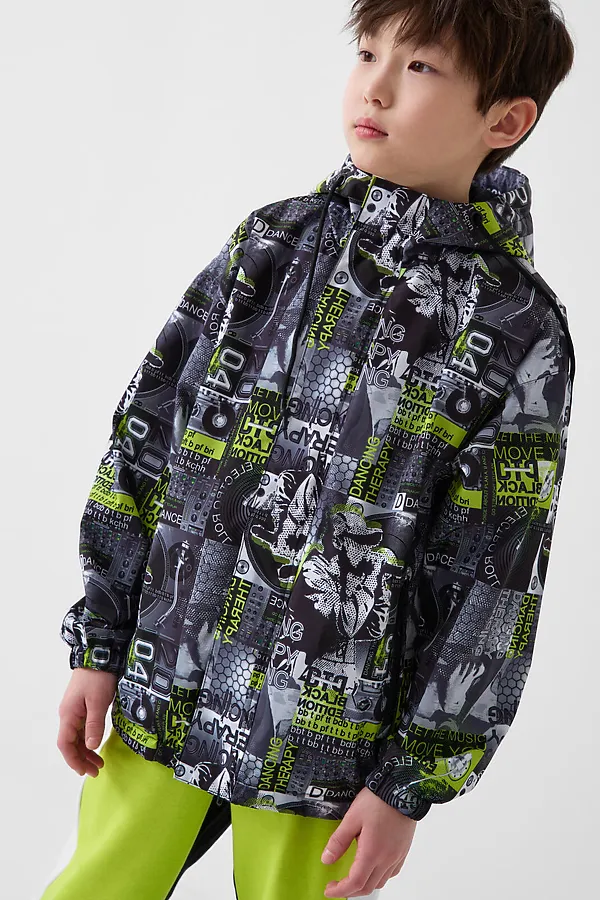 Куртка текстильная с полиуретановым покрытием для мальчиков (ветровка) PLAYTODAY, белый,светло-зеленый,черный - фото 2