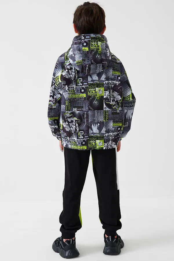 Куртка текстильная с полиуретановым покрытием для мальчиков (ветровка) PLAYTODAY, белый,светло-зеленый,черный - фото 2