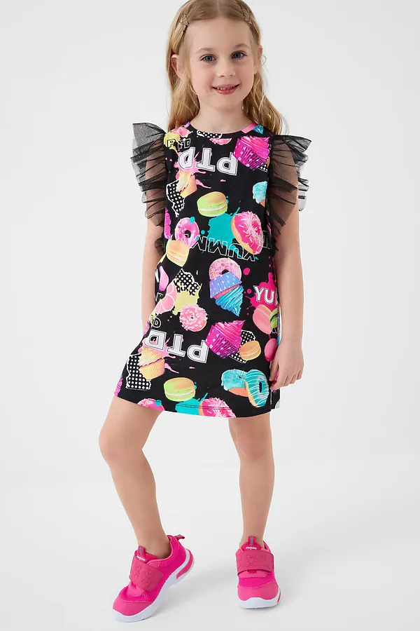 Платье трикотажное для девочек PLAYTODAY, разноцветный - фото 2