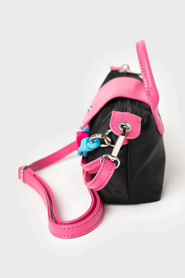 Сумка с брелоком для девочек PLAYTODAY, черный,фуксия - фото 2