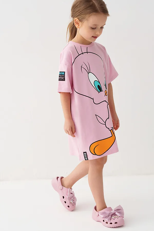Платье трикотажное для девочек PLAYTODAY, розовый - фото 2