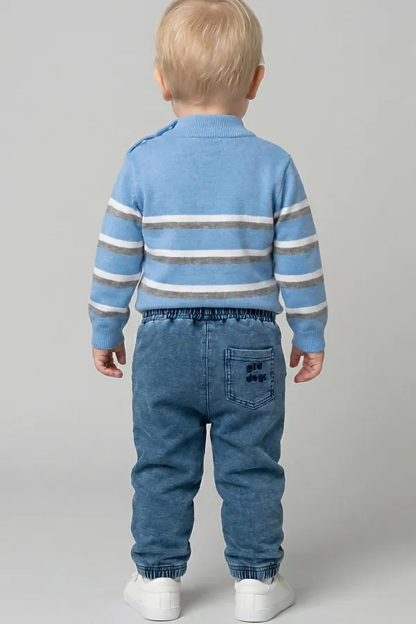 Брюки детские трикотажные для мальчиков PLAYTODAY, синий - фото 2
