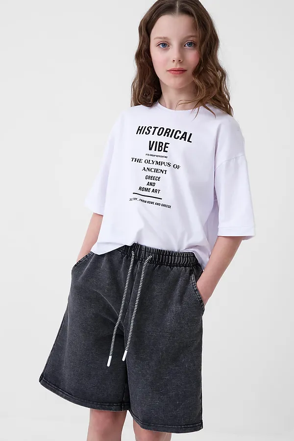 Шорты трикотажные для девочек PLAYTODAY, черный - фото 2