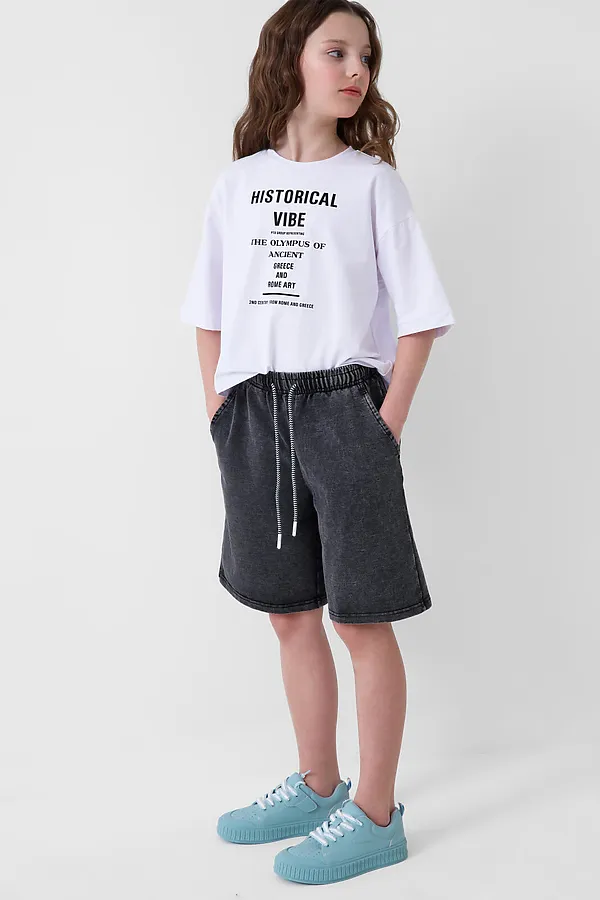 Шорты трикотажные для девочек PLAYTODAY, черный - фото 2