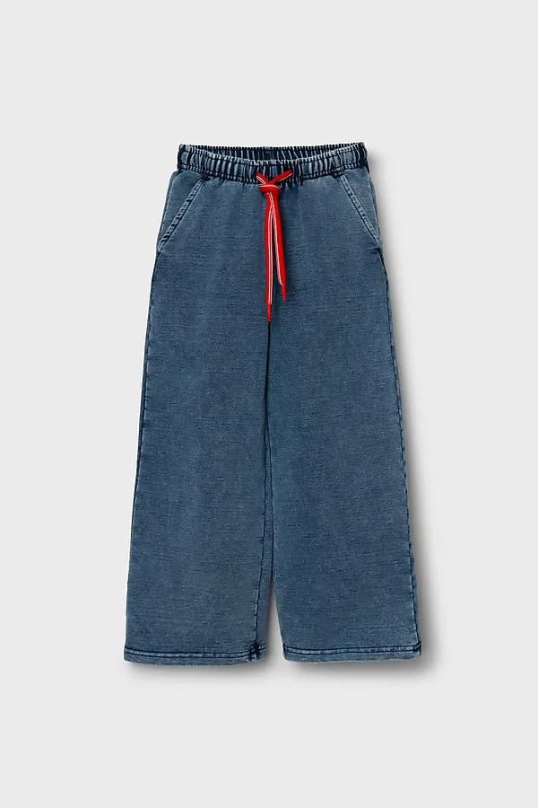 Брюки трикотажные для девочек PLAYTODAY, синий - фото 2