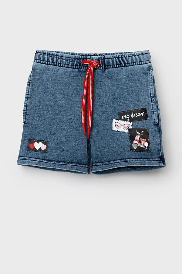 Шорты трикотажные для девочек PLAYTODAY, синий - фото 2