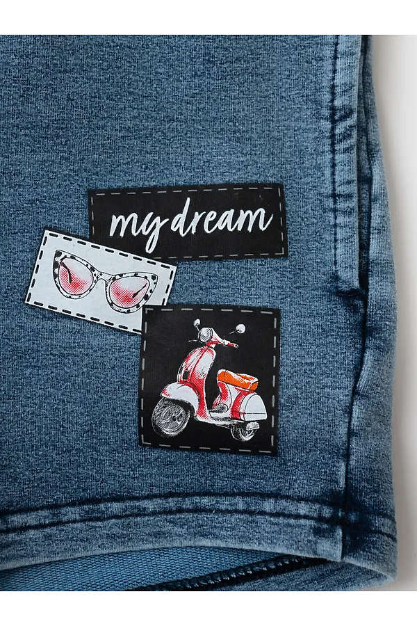 Шорты трикотажные для девочек PLAYTODAY, синий - фото 2