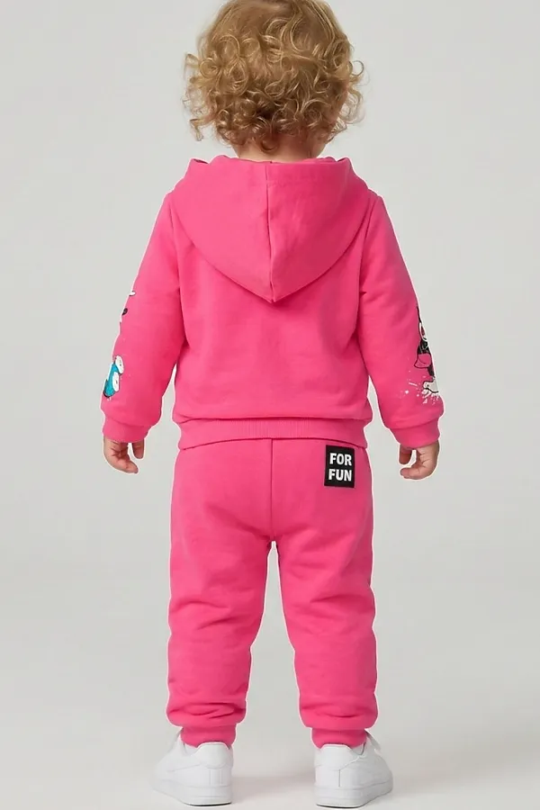 Комплект детский трикотажный для девочек: толстовка, брюки PLAYTODAY, розовый - фото 2