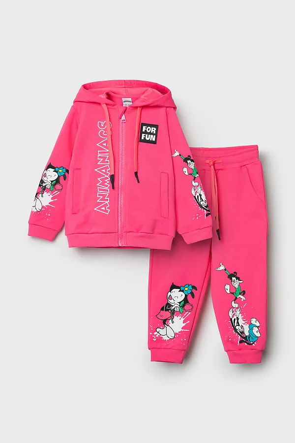 Комплект детский трикотажный для девочек: толстовка, брюки PLAYTODAY, розовый - фото 2