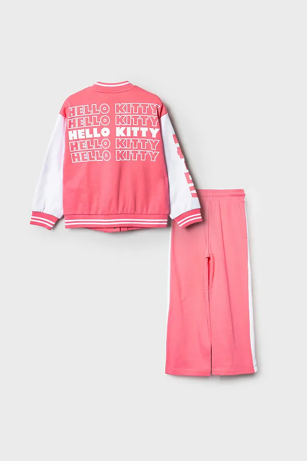 Комплект трикотажный для девочек: толстовка, брюки PLAYTODAY, белый,светло-розовый - фото 2