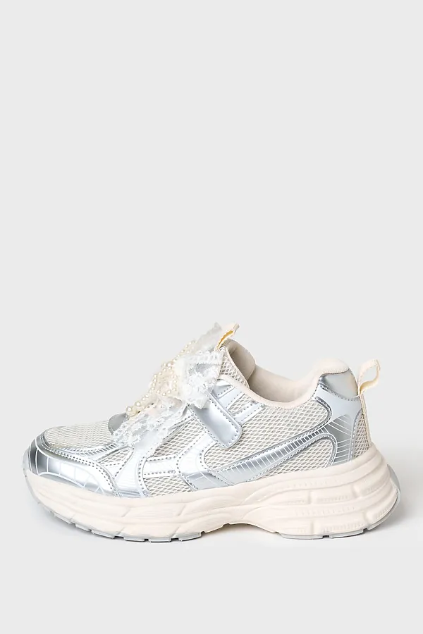 Полуботинки для девочек PLAYTODAY, белый,серебряный - фото 2