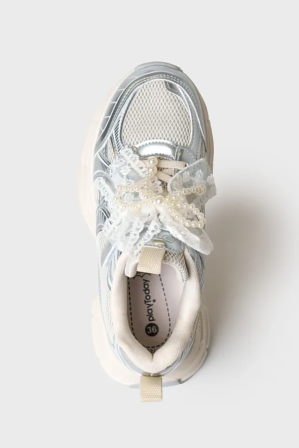 Полуботинки для девочек PLAYTODAY, белый,серебряный - фото 2