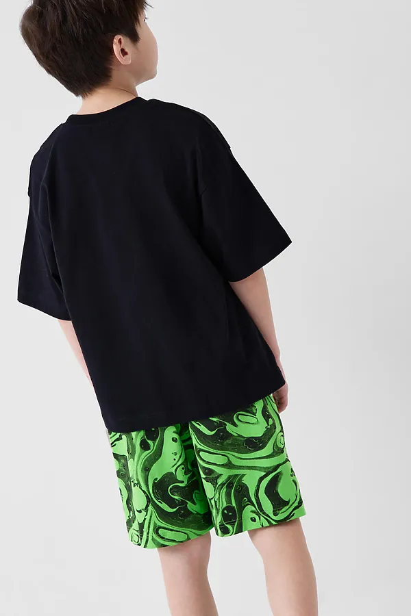 Комплект трикотажный для мальчиков: фуфайка (футболка), шорты PLAYTODAY, черный,зеленый - фото 2