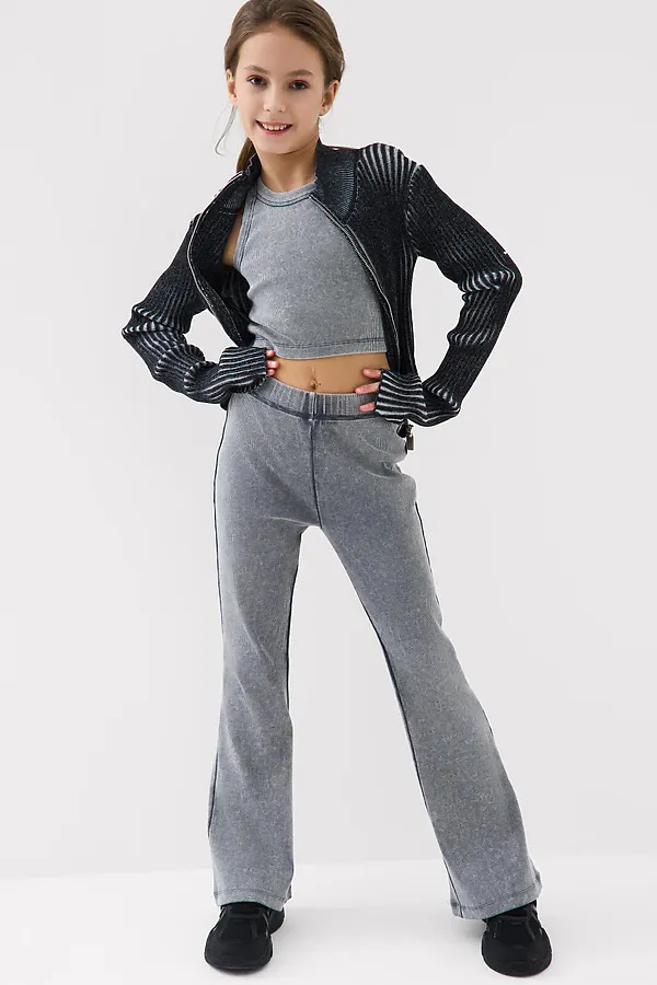 Кардиган трикотажный для девочек PLAYTODAY, темно-серый - фото 2