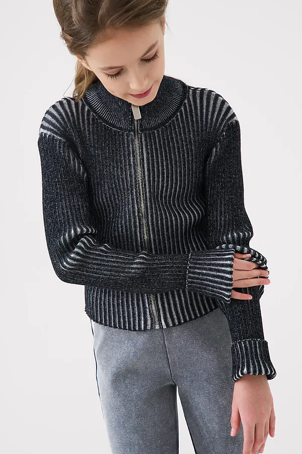 Кардиган трикотажный для девочек PLAYTODAY, темно-серый - фото 2