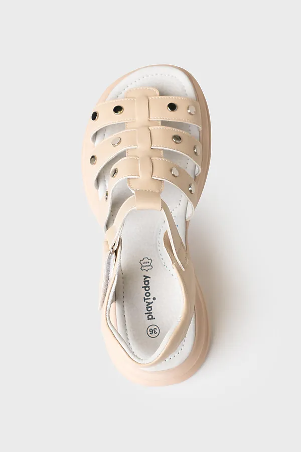 Туфли открытые для девочек PLAYTODAY, бежевый - фото 2