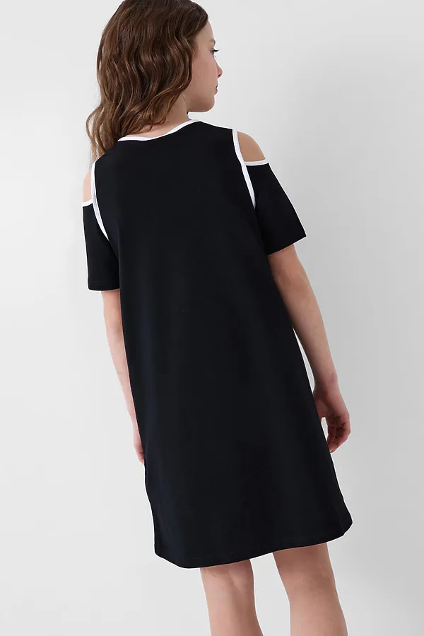 Платье трикотажное для девочек PLAYTODAY, белый,черный - фото 2