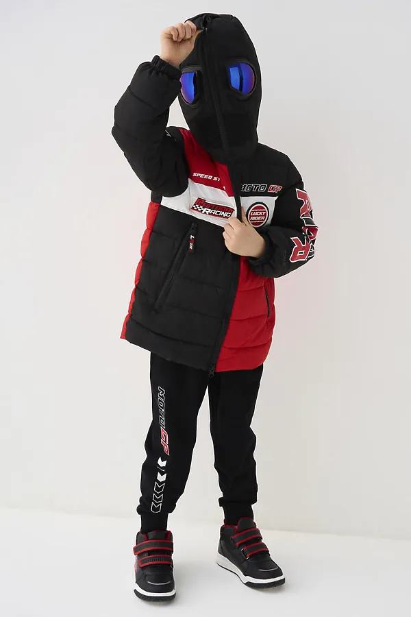 Куртка текстильная с полиуретановым покрытием для мальчиков PLAYTODAY, белый,черный,красный - фото 2