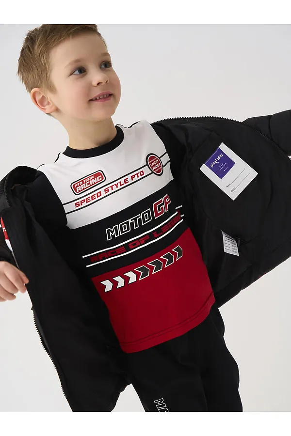 Куртка текстильная с полиуретановым покрытием для мальчиков PLAYTODAY, белый,черный,красный - фото 2