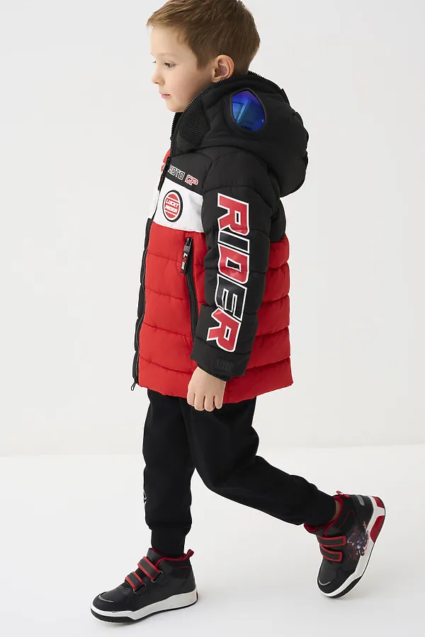 Куртка текстильная с полиуретановым покрытием для мальчиков PLAYTODAY, белый,черный,красный - фото 2