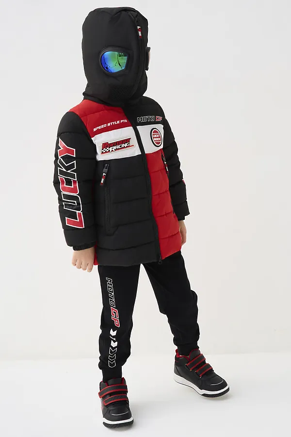 Куртка текстильная с полиуретановым покрытием для мальчиков PLAYTODAY, белый,черный,красный - фото 2